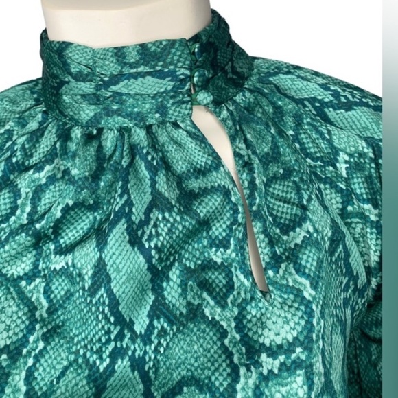 Gwendolyn Snake Mock Neck Blouse green size small - Picture 12 of 14